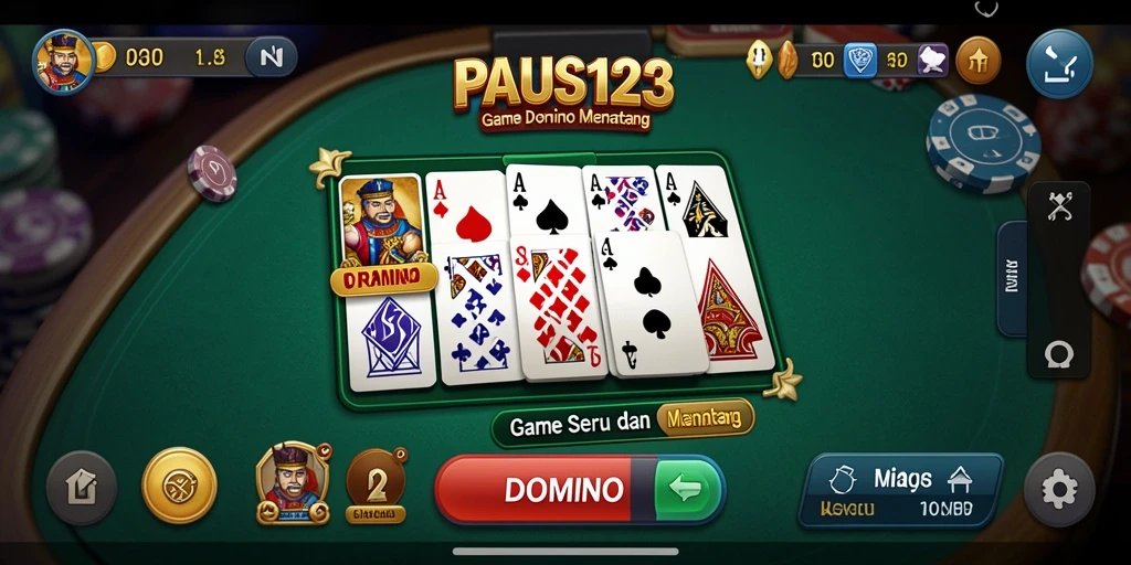 Antarmuka menarik game Domino PAUS123 dengan fitur lengkap.