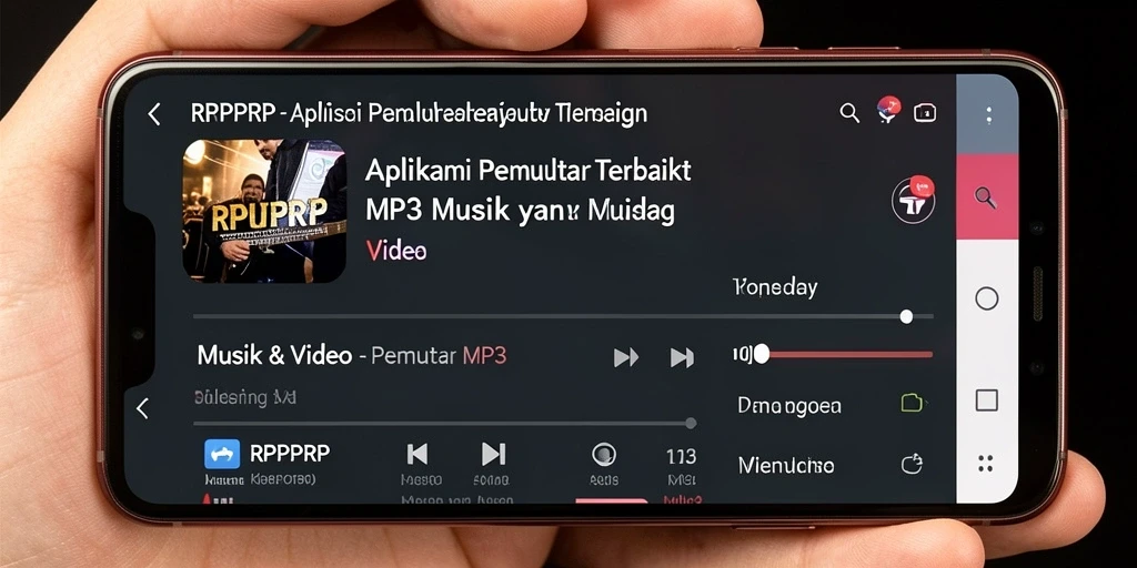 Tampilan antarmuka RPRPRP yang menarik untuk Pemutar MP3.