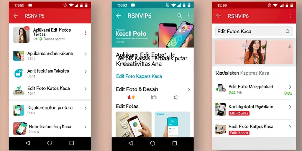 Tampilan antarmuka RSNVIP6 dengan fitur edit foto kertas kaca.