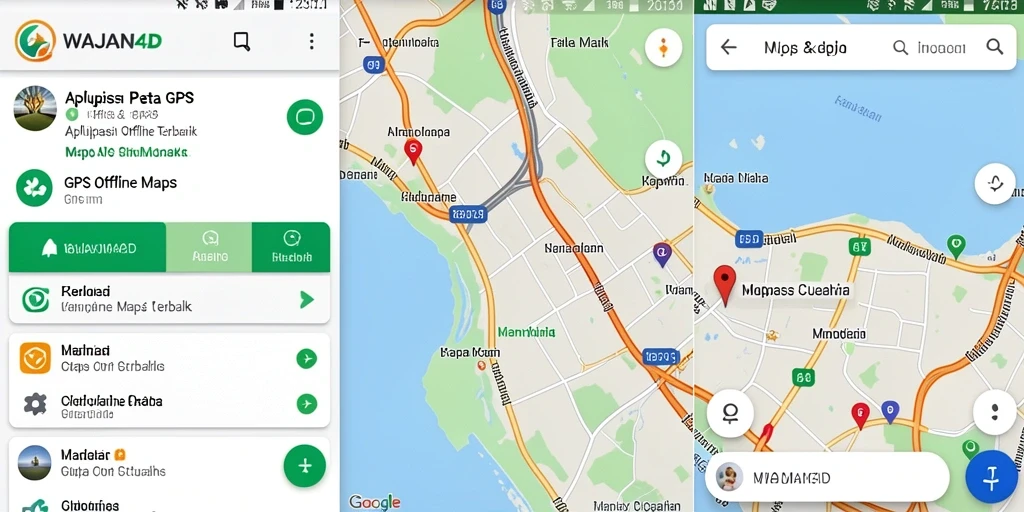 Antarmuka WAJAN4D menampilkan peta GPS Offline yang user-friendly.