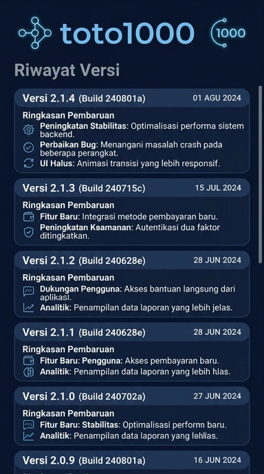 Riwayat Versi toto1000: Pembaruan dan Fitur Baru